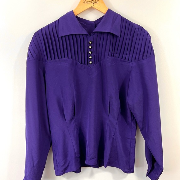 Simon Chang Double Buttoned Purple Blouse - Picture 1 of 4
